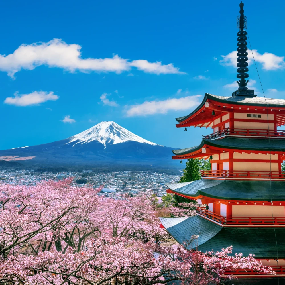 Destinace Japonsko chureito pagoda fuji